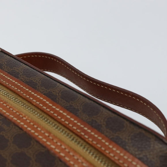 CELINE Macadam Canvas Vanity Pouch PVC Leather Brown Gold Auth 149953