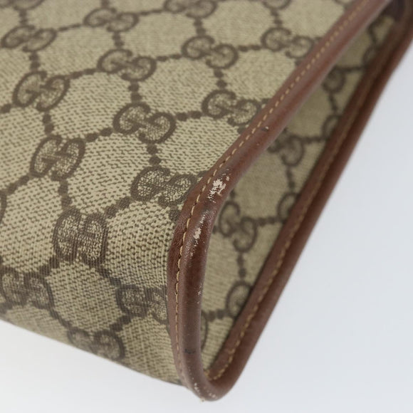 GUCCI GG Supreme Clutch Bag PVC Beige Gold 014 115 6063 Auth 149954