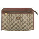 GUCCI GG Supreme Clutch Bag PVC Beige Gold 014 115 6063 Auth 149954-13