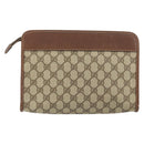 GUCCI GG Supreme Clutch Bag PVC Beige Gold 014 115 6063 Auth 149954-2