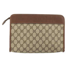 GUCCI GG Supreme Clutch Bag PVC Beige Gold 014 115 6063 Auth 149954 - 0