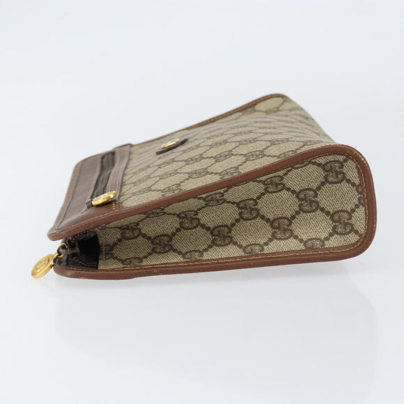 GUCCI GG Supreme Clutch Bag PVC Beige Gold 014 115 6063 Auth 149954