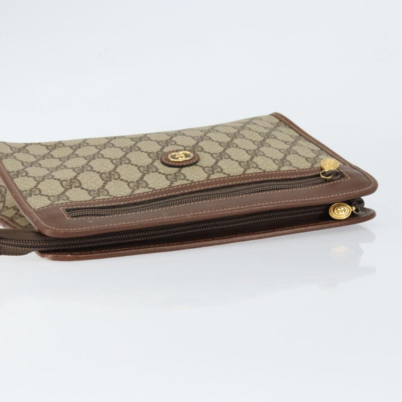 GUCCI GG Supreme Clutch Bag PVC Beige Gold 014 115 6063 Auth 149954