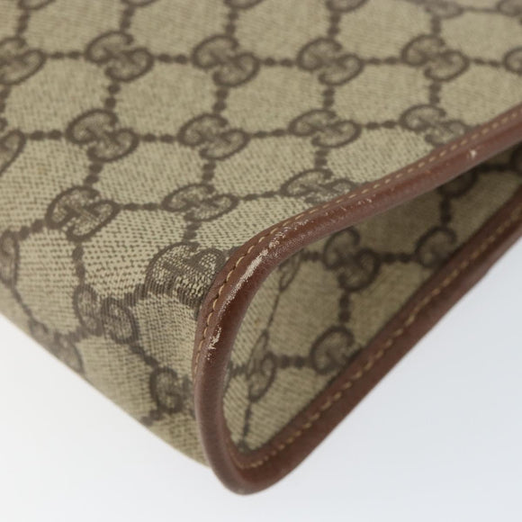GUCCI GG Supreme Clutch Bag PVC Beige Gold 014 115 6063 Auth 149954
