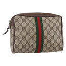 GUCCI GG Supreme Web Sherry Line Clutch Bag PVC Beige 156 01 012 Auth 149955-1