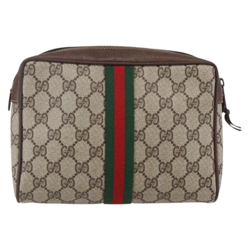 GUCCI GG Supreme Web Sherry Line Clutch Bag PVC Beige 156 01 012 Auth 149955 - 0