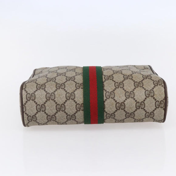 GUCCI GG Supreme Web Sherry Line Clutch Bag PVC Beige 156 01 012 Auth 149955