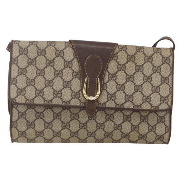 GUCCI GG Supreme Shoulder Bag PVC Beige Gold 904 02 050 Auth 149956