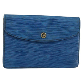 LOUIS VUITTON Epi Montaigne 23 Clutch Bag Blue M52665 LV Auth 149969