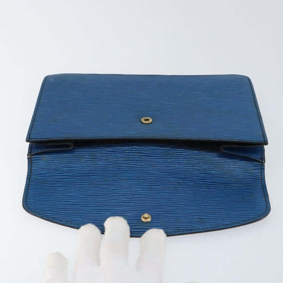 LOUIS VUITTON Epi Montaigne 23 Clutch Bag Blue M52665 LV Auth 149969