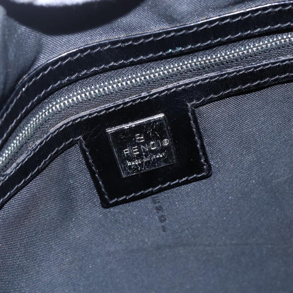 FENDI Zucca Canvas Shoulder Bag Black Silver Auth 149971