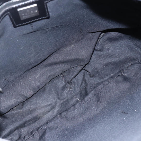 FENDI Zucca Canvas Shoulder Bag Black Silver Auth 149971