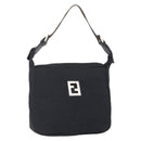 FENDI Zucca Canvas Shoulder Bag Black Silver Auth 149971-1