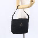 FENDI Zucca Canvas Shoulder Bag Black Silver Auth 149971-24