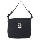 FENDI Zucca Canvas Shoulder Bag Black Silver Auth 149971-13