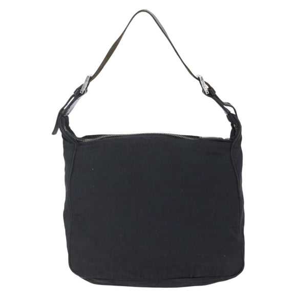 FENDI Zucca Canvas Shoulder Bag Black Silver Auth 149971