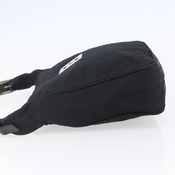 FENDI Zucca Canvas Shoulder Bag Black Silver Auth 149971
