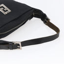 FENDI Zucca Canvas Shoulder Bag Black Silver Auth 149971-7