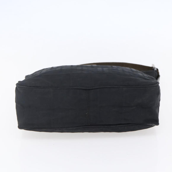 FENDI Zucca Canvas Shoulder Bag Black Silver Auth 149971