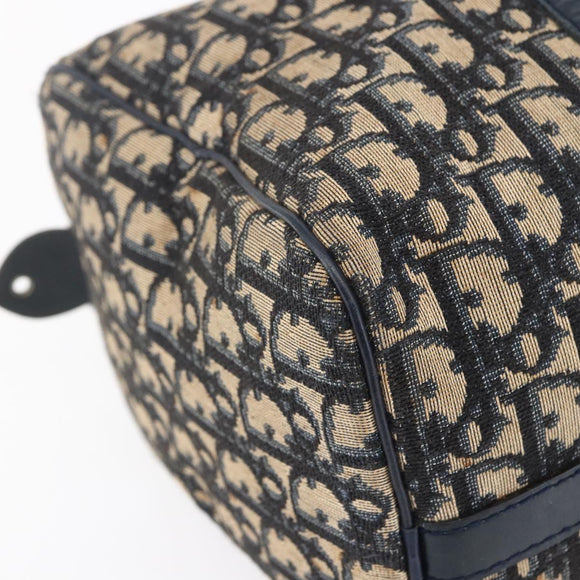 Christian Dior Trotter Canvas Boston Bag Navy Silver Auth 149972