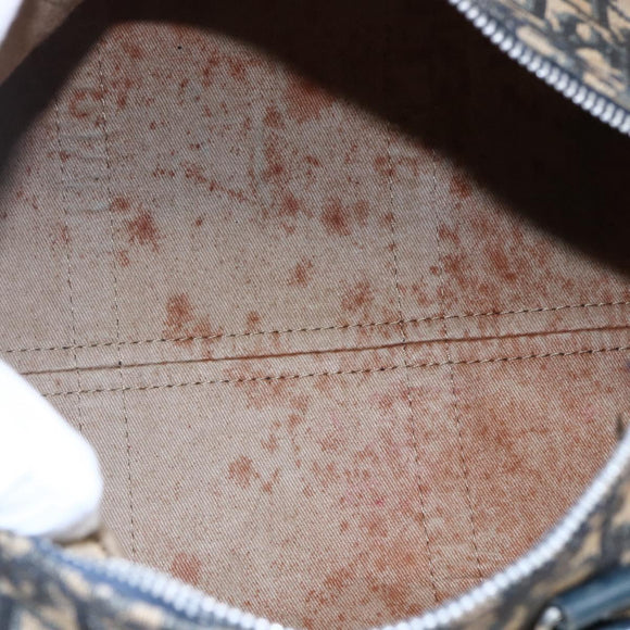 Christian Dior Trotter Canvas Boston Bag Navy Silver Auth 149972