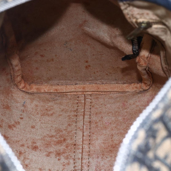 Christian Dior Trotter Canvas Boston Bag Navy Silver Auth 149972