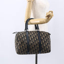 Christian Dior Trotter Canvas Boston Bag Navy Silver Auth 149972-19