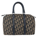 Christian Dior Trotter Canvas Boston Bag Navy Silver Auth 149972-13