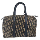Christian Dior Trotter Canvas Boston Bag Navy Silver Auth 149972-2