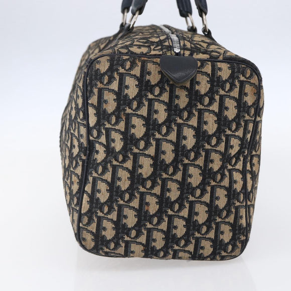 Christian Dior Trotter Canvas Boston Bag Navy Silver Auth 149972