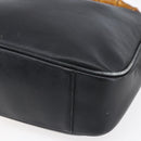 GUCCI Bamboo Shoulder Bag Leather 2way Black Gold 001 3754 1639 Auth 149973-9
