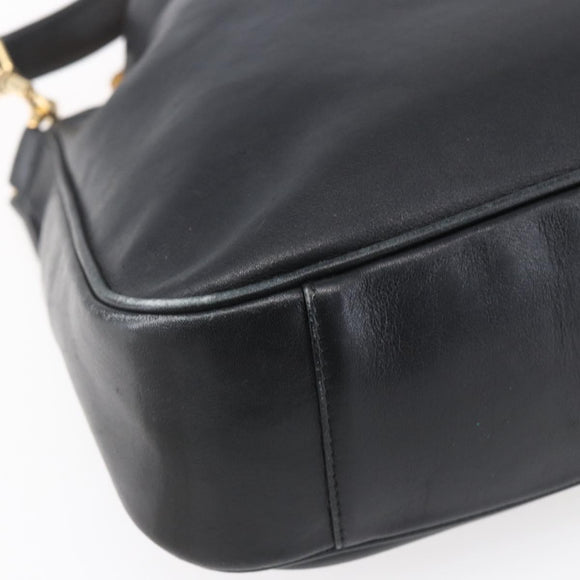 GUCCI Bamboo Shoulder Bag Leather 2way Black Gold 001 3754 1639 Auth 149973