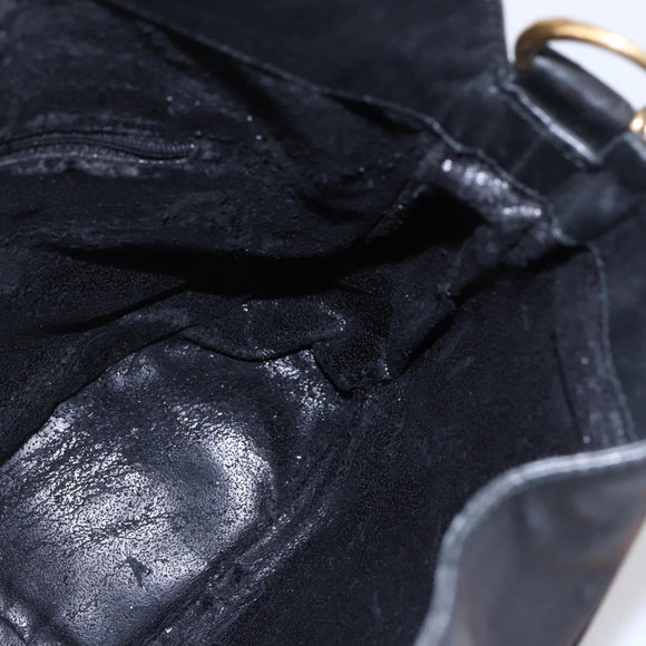 GUCCI Bamboo Shoulder Bag Leather 2way Black Gold 001 3754 1639 Auth 149973