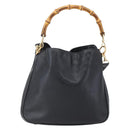 GUCCI Bamboo Shoulder Bag Leather 2way Black Gold 001 3754 1639 Auth 149973-13