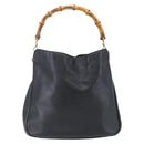 GUCCI Bamboo Shoulder Bag Leather 2way Black Gold 001 3754 1639 Auth 149973-2