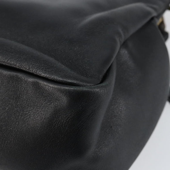 GUCCI Bamboo Hand Bag Leather Black Gold 000 1014 0575 Auth 149974