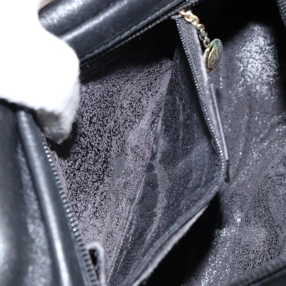 GUCCI Bamboo Hand Bag Leather Black Gold 000 1014 0575 Auth 149974