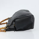 GUCCI Bamboo Hand Bag Leather Black Gold 000 1014 0575 Auth 149974-4