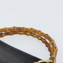 GUCCI Bamboo Hand Bag Leather Black Gold 000 1014 0575 Auth 149974-8