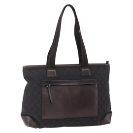GUCCI GG Canvas Tote Bag Brown Silver 34339 Auth 149975