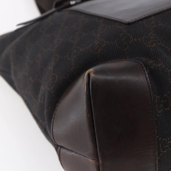 GUCCI GG Canvas Tote Bag Brown Silver 34339 Auth 149975