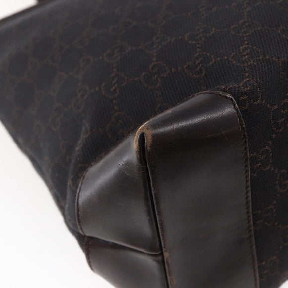 GUCCI GG Canvas Tote Bag Brown Silver 34339 Auth 149975