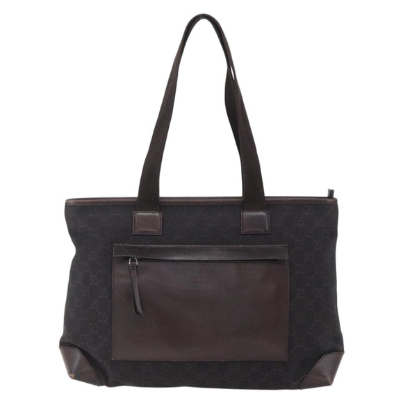 GUCCI GG Canvas Tote Bag Brown Silver 34339 Auth 149975