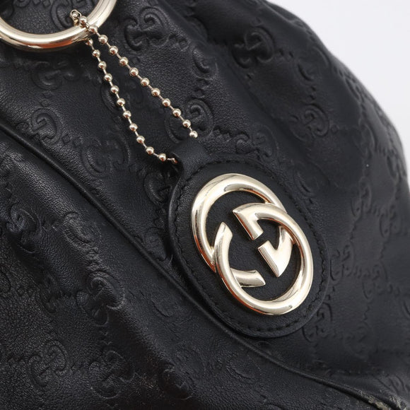 GUCCI GG Canvas Guccissima Sukey Hand Bag Black Silver 367802 Auth 149976