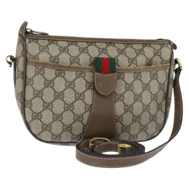 GUCCI GG Supreme Web Sherry Line Bag PVC Beige Gold 89 02 032 Auth 149979