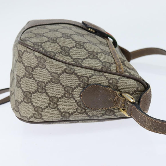 GUCCI GG Supreme Web Sherry Line Bag PVC Beige Gold 89 02 032 Auth 149979