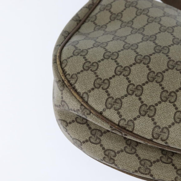 GUCCI GG Supreme Shoulder Bag PVC Beige Gold Auth 149980