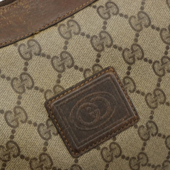 GUCCI GG Supreme Schoudertas PVC Beige Goud Auth 149980