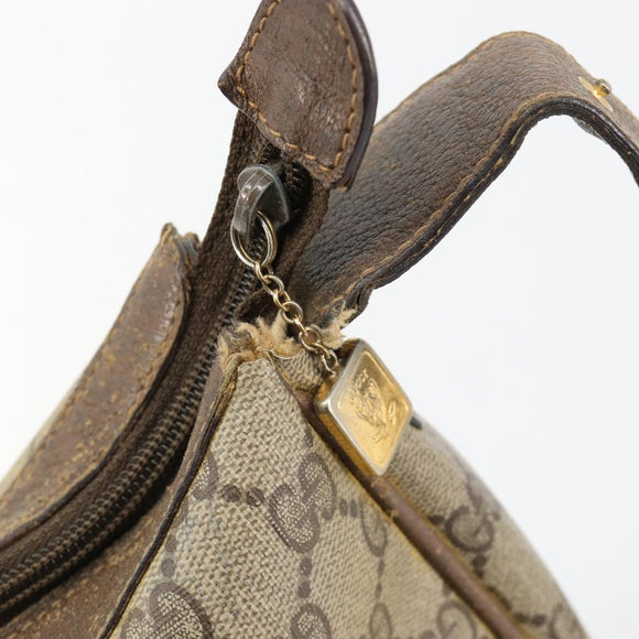 GUCCI GG Supreme Schoudertas PVC Beige Goud Auth 149980