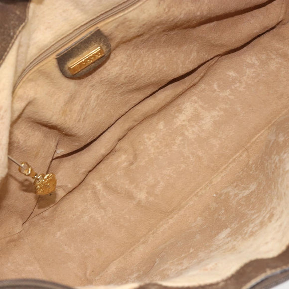 GUCCI GG Supreme Schoudertas PVC Beige Goud Auth 149980